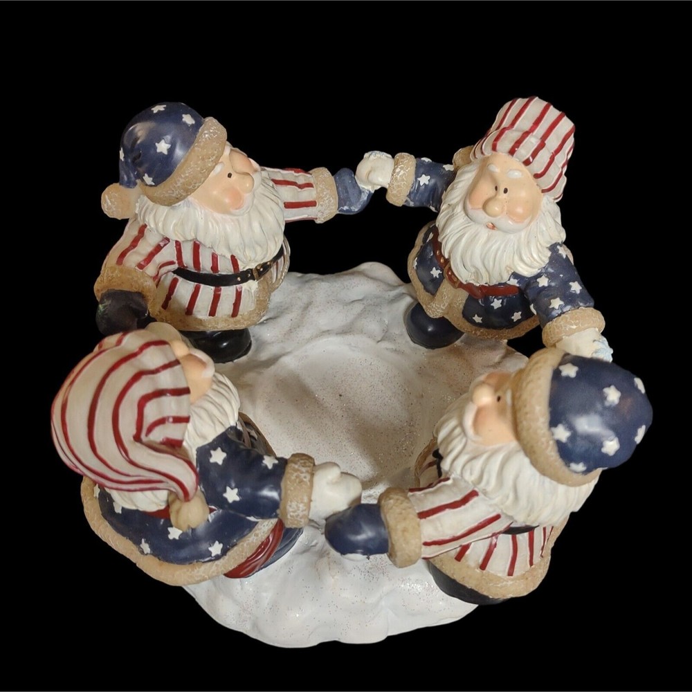VTG USA Santa Candle Holder Patriotic Christmas 2002 Home Interiors Americana